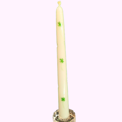Hand painted candle - Green clover