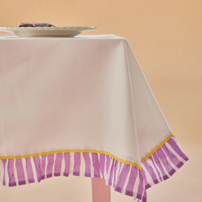 Large Rectangular Cotton Tablecloth - Purple