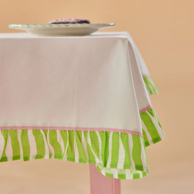 Wide Rectangular Cotton Tablecloth - Green