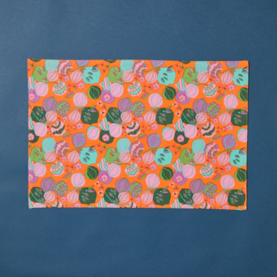 Table Set Bloom Orange/Blossom Blue - 100% cotton 45 x 30 cm