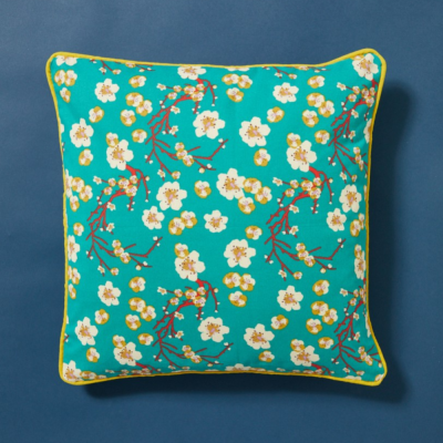 Cojín cuadrado grande con borde - COUSSIN CARRE - Blossom Blue