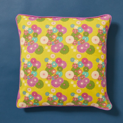 Large square cushion with edge - Mellow Gold/Purple