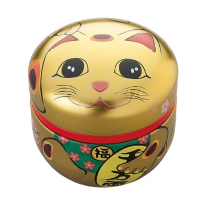 Round tea box - Golden Cat