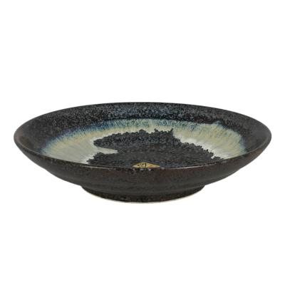 Plate - Black with a green spot