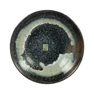 Plate - Black with a green spot