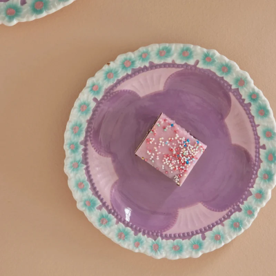 Dessert plate - 20 cm - Lavender with moldings