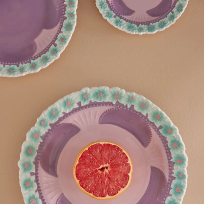 Dinner plate - 25.5 cm - Lavender with moldings