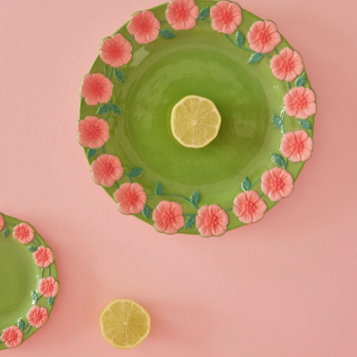 Dessert plate - 20 cm - Green with moldings