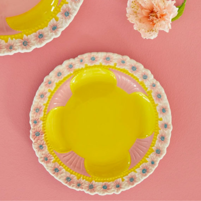 Dessert plate - 20 cm - Yellow with moldings