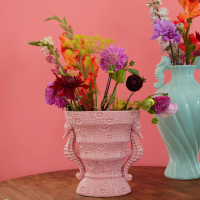 Seahorse Ceramic Vase - Pink