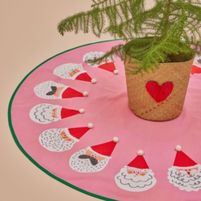 Round Cotton Christmas Tree Mat - Pink