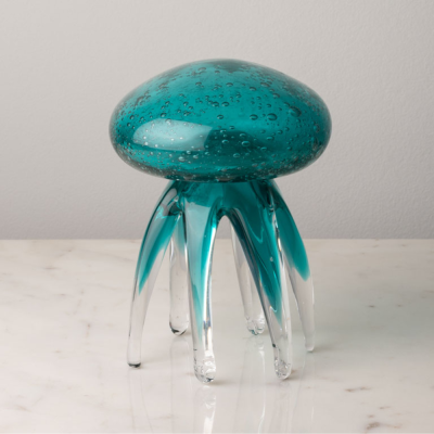 Petite Méduse turquoise en verre