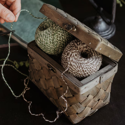 Ficelle de jute Vert/Blanc