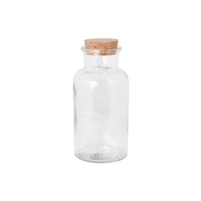 Small glass jar with cork cap