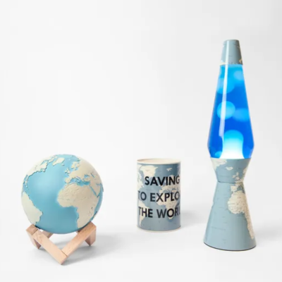 Lampe à lave - Carte du monde - Bleu