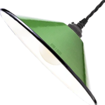 Green enamel pendant lamp - 21 cm