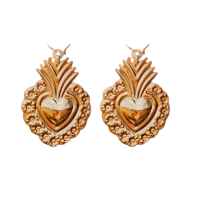 Mexican earrings - Sacred Heart - Milk