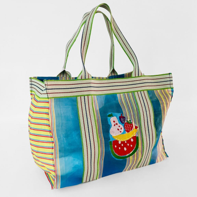 Sac recyclé XL - Fruits - Bleu