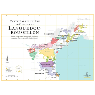 Affiche - Carte des vins du Languedoc Roussillon