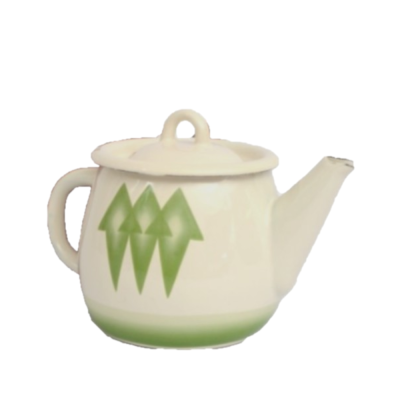 Théière 1L Emaillé Ukraine Crème / Vert - 11 cm