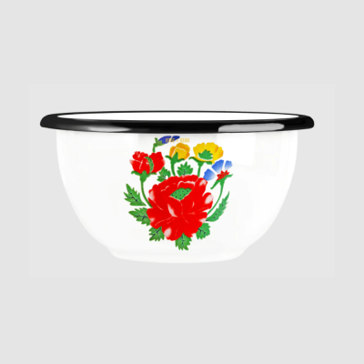 Bowl Enamelled Cream / Flower- 10 cm ø