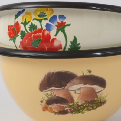 Bowl Enamelled Cream / Flower- 10 cm ø