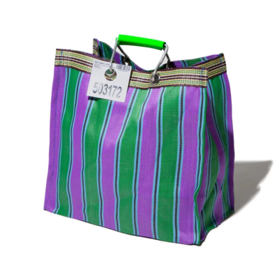 Sac recyclé à bandes - Vert/Violet