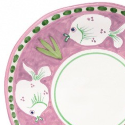 Assiette plate - Poisson / Rose