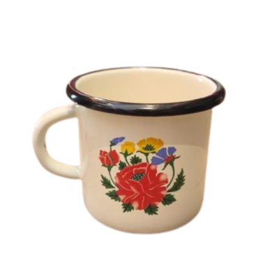 Mug en email Petit format - Cream / Flowers