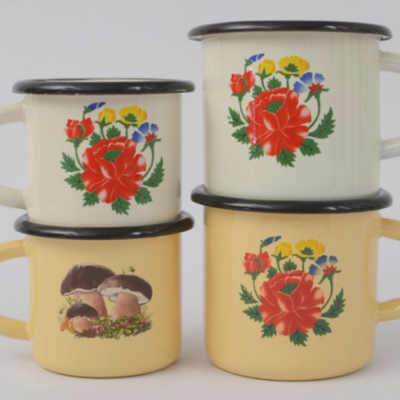 Mug en email Petit format - Cream / Flowers