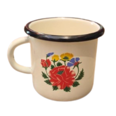 Mug en email Grand Format - Cream / Flowers